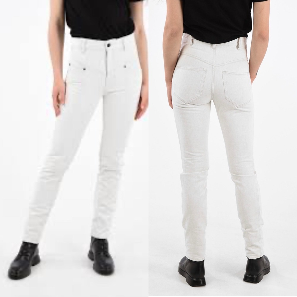 Isabel Marant High Rise Lorrick Slim Fit White Jeans NWT Designer Denim Pants